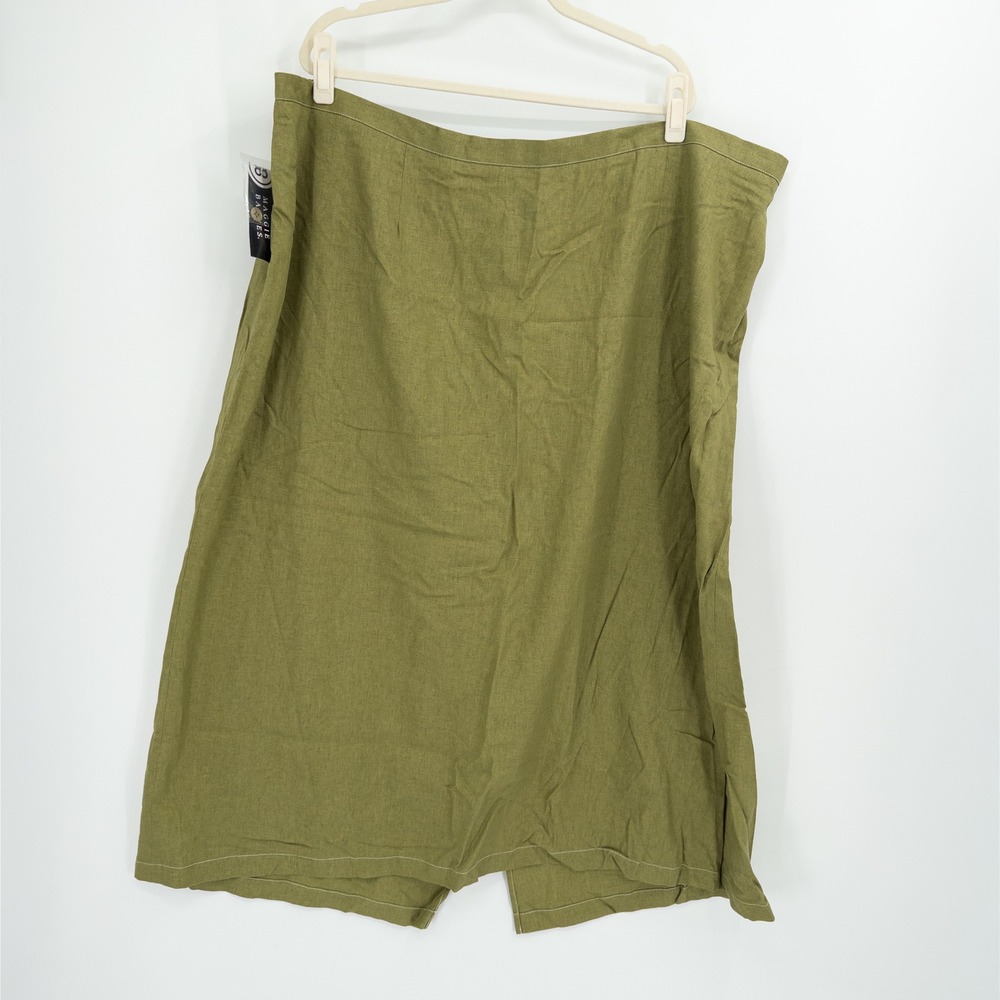 Maggie Barnes Maxi Skirt Womens 4X Olive Green Linen Blend Lagenlook Boho Boho